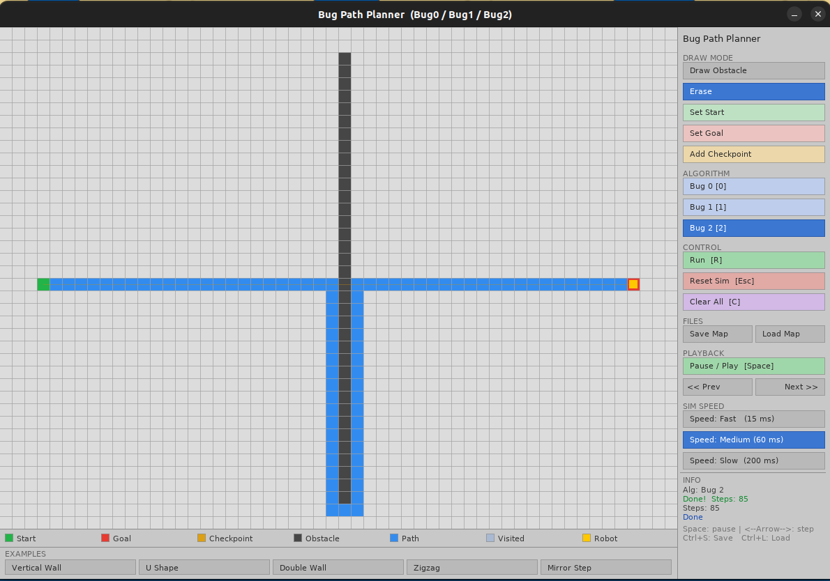 Bug Path Planner -- Interactive Navigation Visualizer